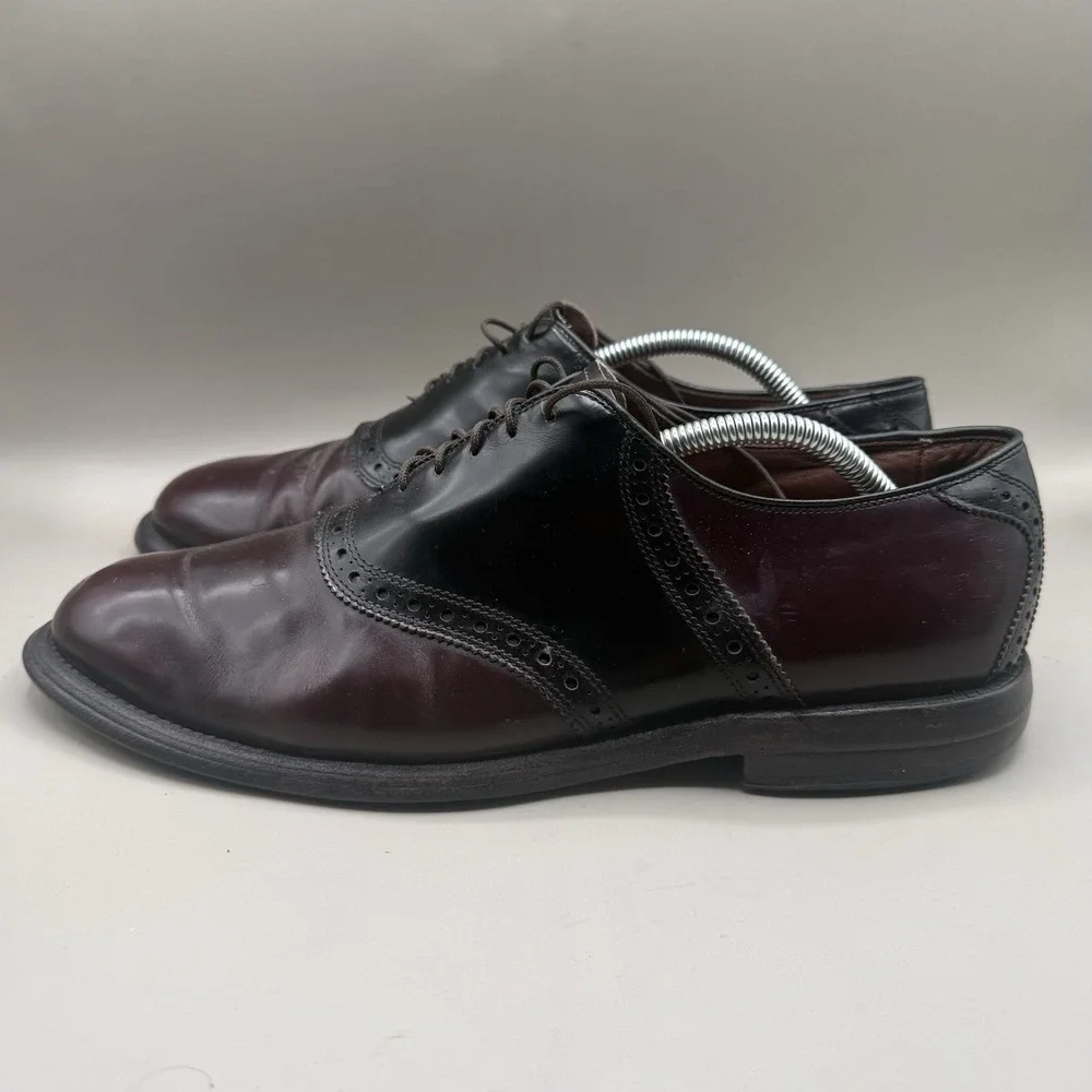 Allen‎ Edmonds Polo Golf Shoe Mens Size 10 C Burgundy Black Lace Up Oxford VGC